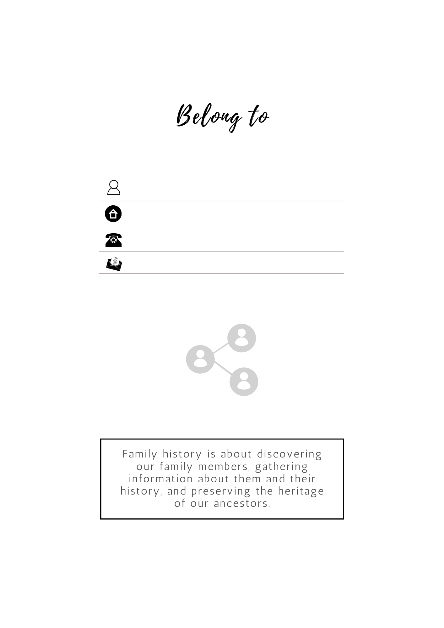 Family History Journal 5st to 8th Geration (PRINTABLE)