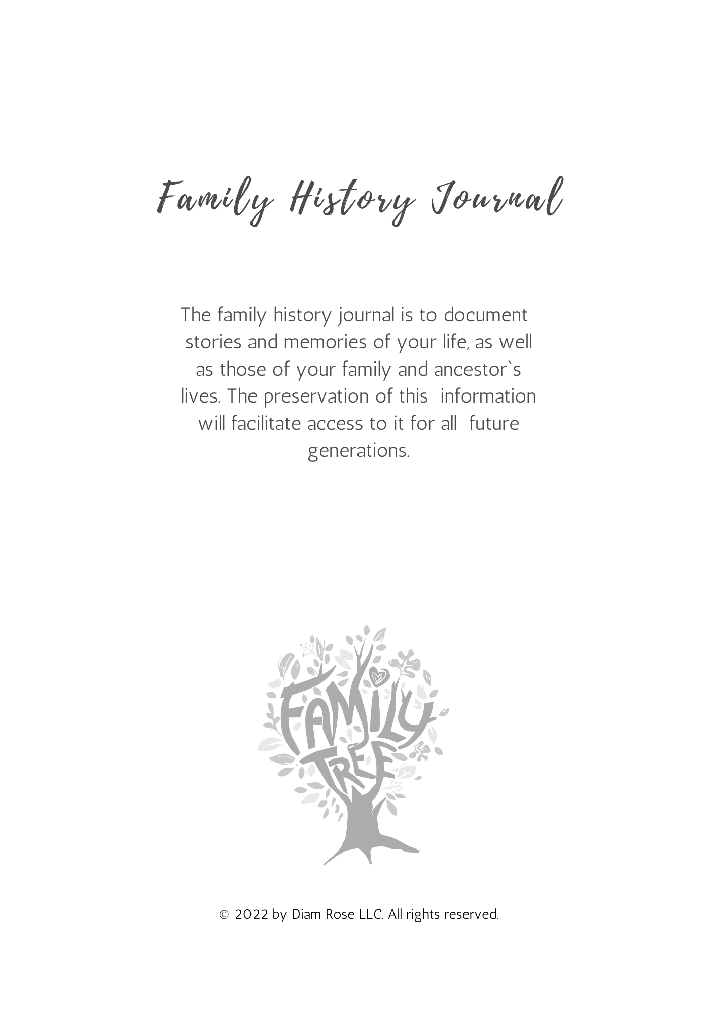 Family History Journal 5st to 8th Geration (PRINTABLE)