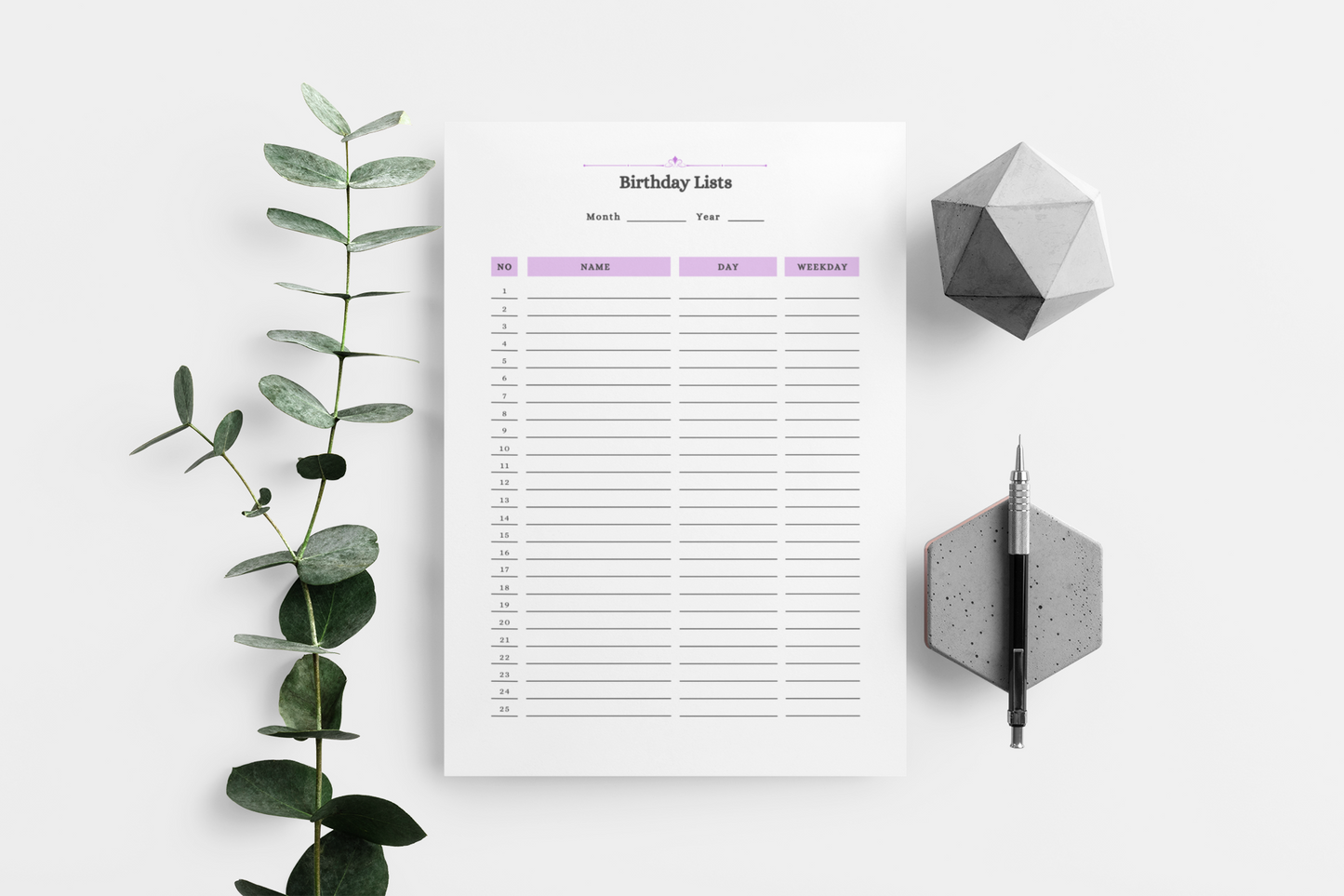 Notepad Birthday Lists (PRINTABLE)