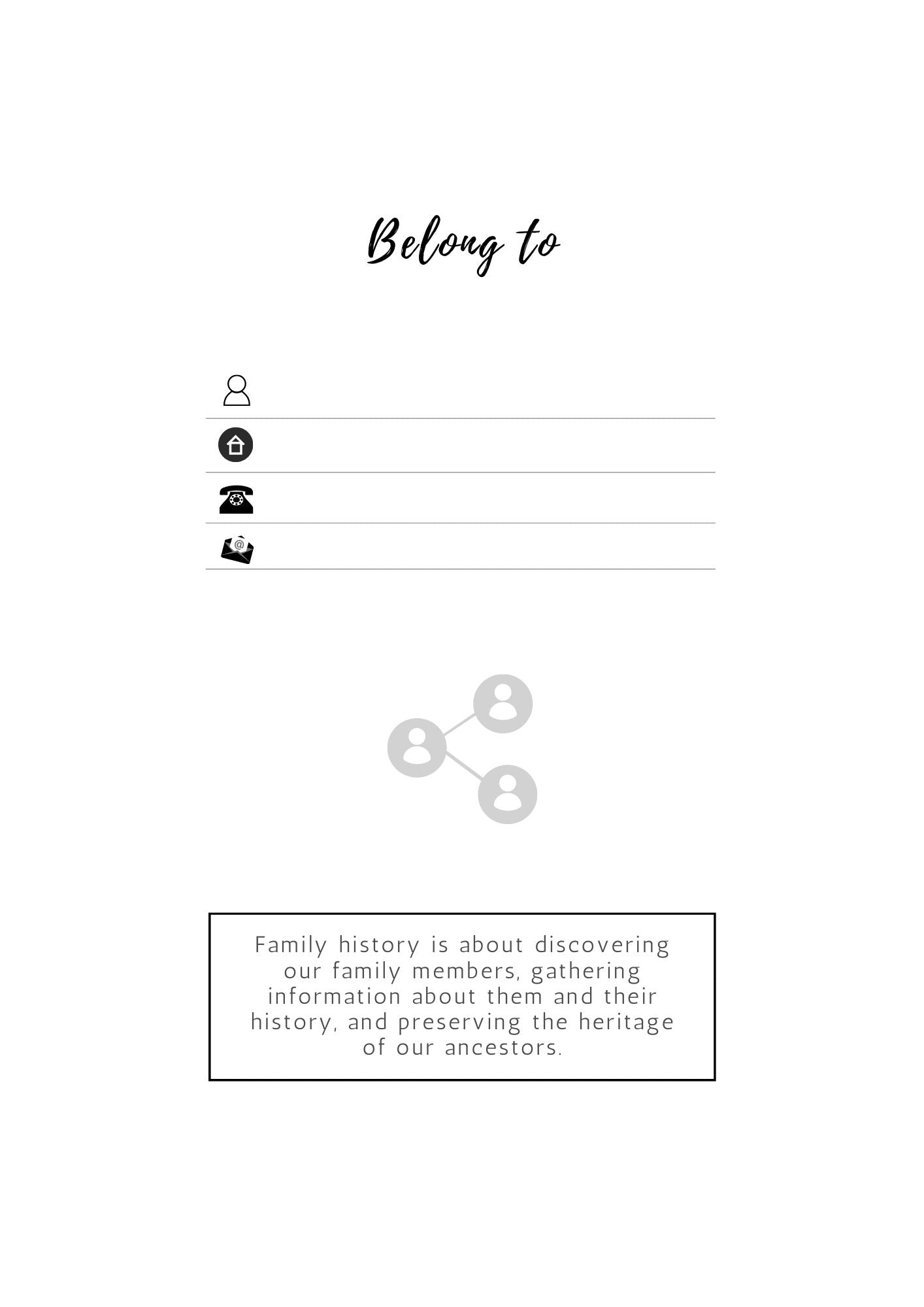 Family Story JOURNAL - 1st to 4th Geration (PRINTABLE)